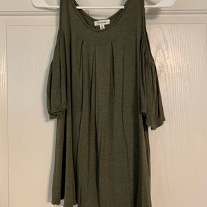 Green, shoulder cut out shirt